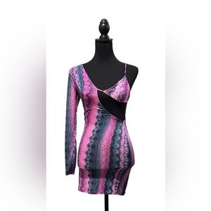 Dolls Kill (H) Unreleased Sample Mini Dress Sz M/L Pink Snakeskin Bodycon NWOT